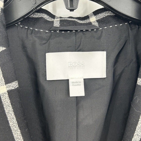 Hugo Boss Black Windowpane Virgin Wool Blazer Jacket Size 8 - Picture 3 of 6